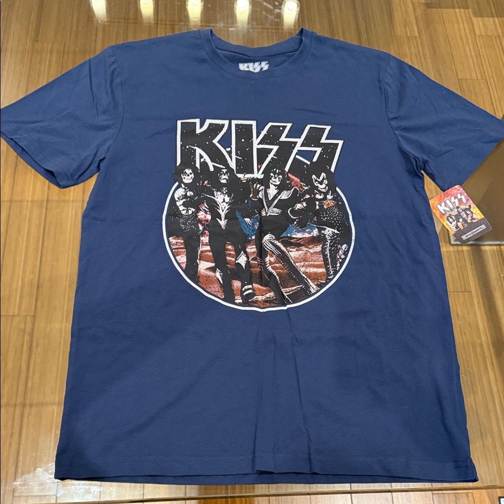 Kiss Band Men's Short Sleeve Tee - Blue size medium